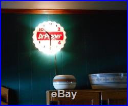 Vintage 50's DR. PEPPER -10-2-4 Advertising Clock Lighted Sign Soda Pop Rare