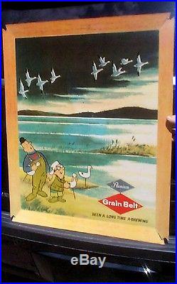 Vintage 50s Rare Grain Belt Beer Stanley Albert Snow Goose NOS Sign Hunting