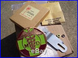 Vintage 50s nos MD DOCTOR brass auto license plate topper gm car chevy ford part