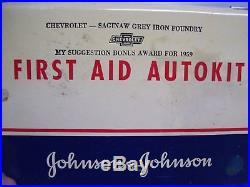 Vintage 50s original GM CHEVROLET promo auto first aid rare parts in tin box