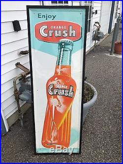 Vintage 54 Vertical Orange Crush Soda Single Sided Tin Metal Sign
