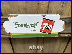 Vintage 7UP Porcelain Door Push Bar Sign Soda Soft Drink Cola Grocery Store