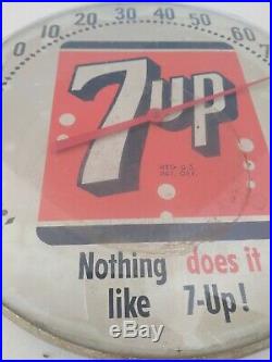 Vintage 7up Glass Thermometer Nothing does it like 7up! Sign Seven Up Original