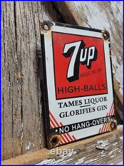 Vintage 7up Porcelain Sign Old Soda Pop Carbonated Beverage Drink Bar Restaurant