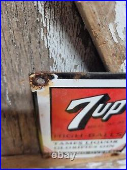 Vintage 7up Porcelain Sign Old Soda Pop Carbonated Beverage Drink Bar Restaurant