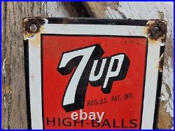 Vintage 7up Porcelain Sign Old Soda Pop Carbonated Beverage Drink Bar Restaurant