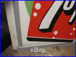 Vintage 7up Sold Here Sign Double Sided Flange c1956 Stout Sign Co RARE