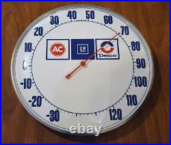 Vintage AC GM DELCO 12 Round Thermometer (Works!)