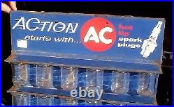 Vintage AC Spark Plug Metal Display Rack Sign Oil Gasoline Service Station 18X15