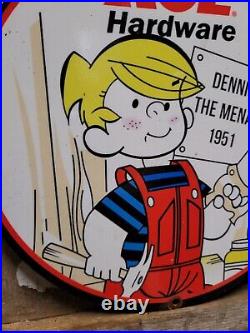 Vintage Ace Hardware Porcelain Sign 1951 Supply Tool Cartoon Boy Old Advertising