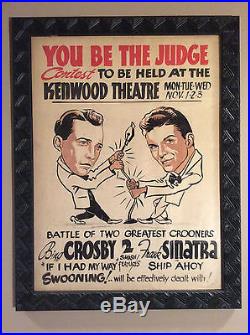 Vintage Advertising Frank Sinatra Bing Crosby Original Painting Theater Poster