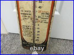 Vintage Advertising Gulf Oil Gas Thermometer Garage Store Auto Petroliana A-481