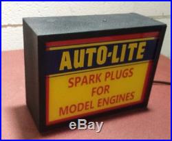 Vintage Advertising Light Up Sign Auto-lite Spark Plugs for Model Engines