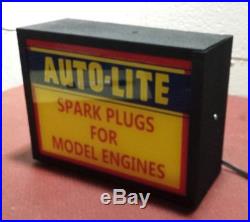 Vintage Advertising Light Up Sign Auto-lite Spark Plugs for Model Engines