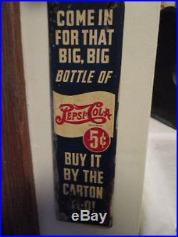 Vintage Advertising Pepsi Cola Door Push Metal Double Dot 5 cents Sign