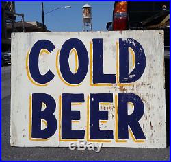 Vintage Advertising Sign Cold Beer handpainted large size 1960s