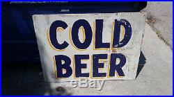 Vintage Advertising Sign Cold Beer handpainted large size 1960s