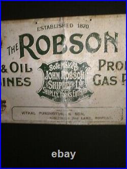 Vintage Advertising Tin Sign Robsons Gas Oil Engine John Robson Shipley England