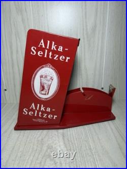 Vintage Alka-seltzer Advertising Display Tin Sign Tape Dispenser Original