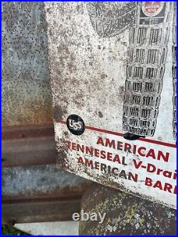 Vintage American Farm Fence Flange Sign Rare Great Graphics Hard To Find