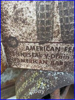 Vintage American Farm Fence Flange Sign Rare Great Graphics Hard To Find