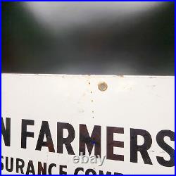 Vintage American Farmers Mutual Insurance Company Porcelain Advertising Sign