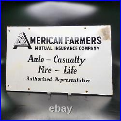 Vintage American Farmers Mutual Insurance Company Porcelain Advertising Sign