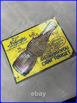 Vintage Antique 1940's Nugrape Tin Sign Original Not A Copy Excellent 16 x 12