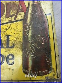Vintage Antique Drink Grape Ola USA Tin Embossed Sign 28 x 20