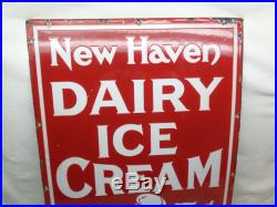 Vintage Antique Heavy Porcelain New Haven Dairy Ice Cream Sign