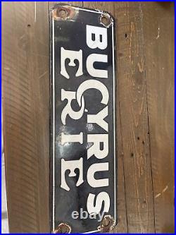 Vintage Antique Original Bucyrus Erie Railroad Steam Shovel Crane Porcelain Sign