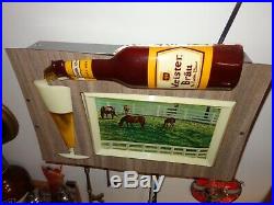 Vintage Antique Original Meister Brau Chicago Motion Beer Sign Rare Horse Scene