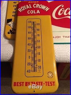 Vintage Antique Royal Crown Cola Tin Non Porcelain Thermometer Sign Nehi Co. WOW