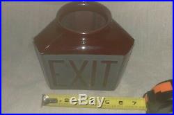 Vintage Antique Ruby Red 3 sided Exit Sign, Theater Art Deco