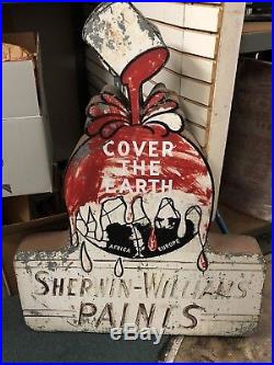 Vintage Antique Sherwin Williams Paint Cover the Earth Metal 48x36x5