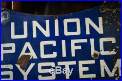 Vintage Antique Union Pacific Overland Route Porcelain Shield Sign