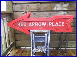 Vintage Arrow Reverse Painted Glass & Metal Trade Sign