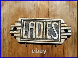 Vintage Art Deco Restroom Sign Mens Ladies Cast Iron Bar Restaurant Toilet Gas