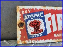 Vintage Atomic Fireworks Porcelain Sign Gas Station Oil Service Toy Party USA