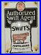 Vintage-Authorized-Swift-Agent-Porcelain-Sign-Fertilizer-Farm-Cattle-Red-Steer-01-inre