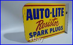 Vintage Auto Lite Spark Plugs Porcelain Sign Rare Gas Oil Service Station Pump