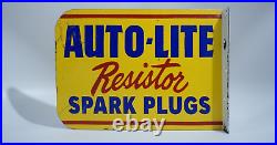 Vintage Auto Lite Spark Plugs Porcelain Sign Rare Gas Oil Service Station Pump