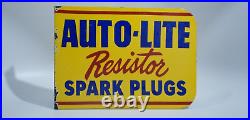 Vintage Auto Lite Spark Plugs Porcelain Sign Rare Gas Oil Service Station Pump