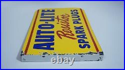 Vintage Auto Lite Spark Plugs Porcelain Sign Rare Gas Oil Service Station Pump