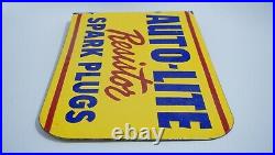 Vintage Auto Lite Spark Plugs Porcelain Sign Rare Gas Oil Service Station Pump