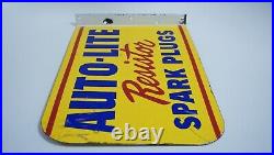 Vintage Auto Lite Spark Plugs Porcelain Sign Rare Gas Oil Service Station Pump