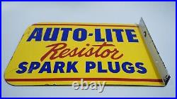 Vintage Auto Lite Spark Plugs Porcelain Sign Rare Gas Oil Service Station Pump