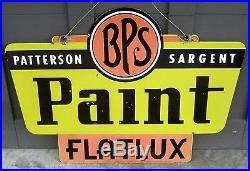 Vintage BPS PAINT SIGN Flatux Satgent Porcelain Double Sided original RARE