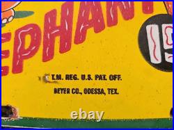 Vintage Baby Elephant Drink 15 Cents Porcelain Soda Sign, Rare Find, Odessa, Tx