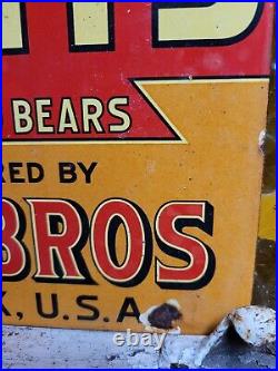 Vintage Baer Bros Paint Porcelain Sign Bruin Flange Advertising Hardware Store